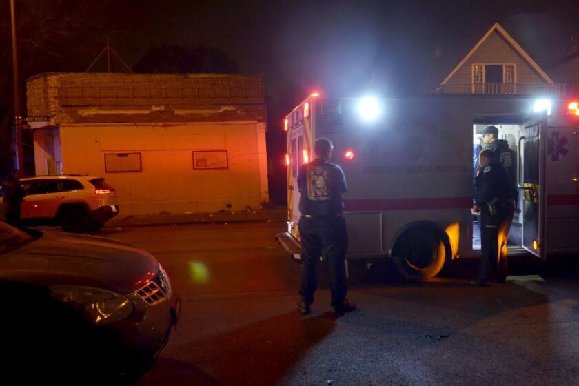 A man was shot and another man was stabbed Sunday morning at a party in the in the 10500 block of South Wentworth in the Fernwood neighborhood | Justin Jackson / Chicago Sun-Times