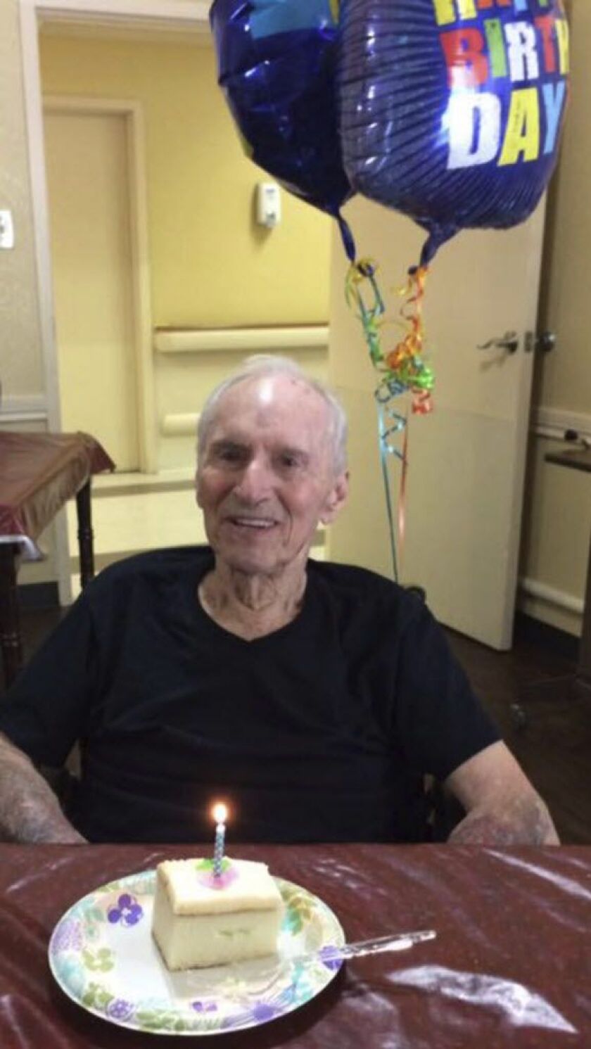Ronald Zaring celebrates his birthday at Friendswood Health Care Center in Friendswood, Texas, on April 17, 2017. On Tuesday, Aug. 29, the 82-year-old died on a rescue bus on the way to a hospital. | Devin Zaring via AP