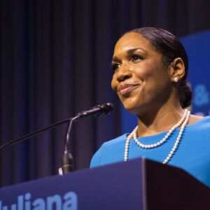 Gubernatorial candidate J.B. Pritzker and his running mate, State Rep. Juliana Stratton, celebrate his win. | Ashlee Rezin/Sun-Times
