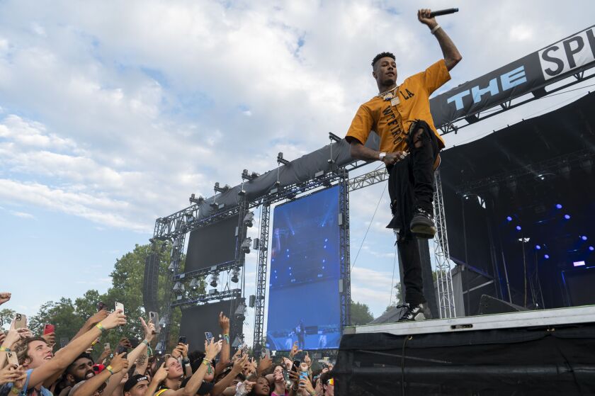 Blueface performs on day two of the Summer Smash Festival.