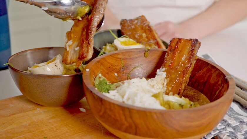 Thit Kho, the braised pork belly dish cooked by Christine Ha and Lidia Bastianich. make together. Credit: WGBH Educational Foundation and Tavola Productions