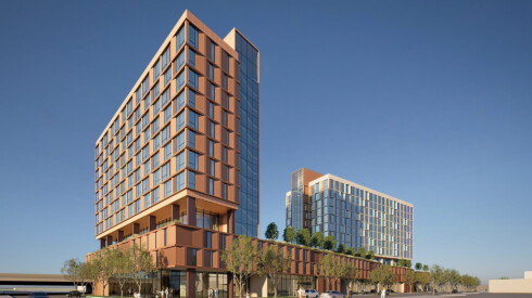 Rendering of Woodlawn Central's first phase, with two towers.