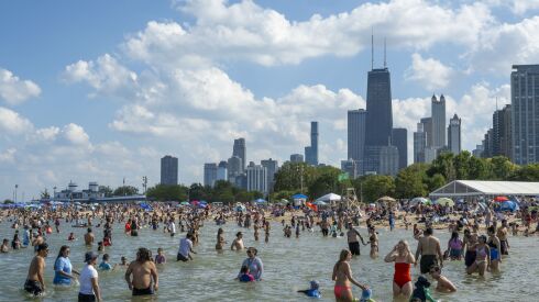 beachgoers North Avenue Beach Labor Day Chicago