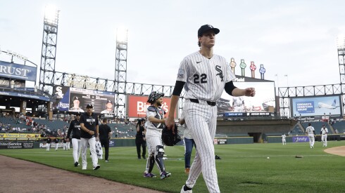 Noah Schultz walks to the dugout prior to his MLB debut Tuesday.