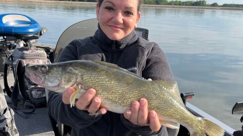 Nicole Pierce with a Heidecke Lake walleye. Provided by James Baranski