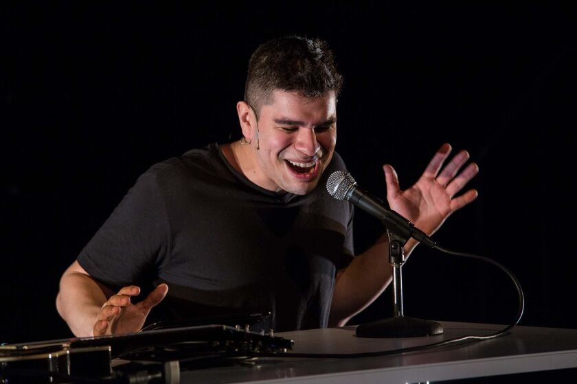 Actor, writer, dancer and musician Brian Quijada in his one-man Teatro Vista show “Where Did We Sit on the Bus?” Joel Maisonet photo