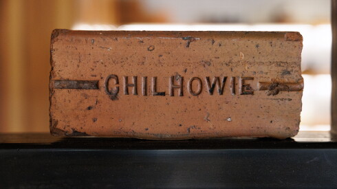 A brick commemorating The Shields' first restaurant, Town House, in Chilhowie, Virginia.
