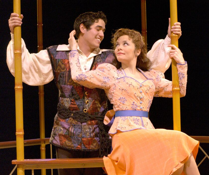 Adam Jacobs and Susan Moniz starred in “The Hot Mikado” at Marriott Theatre in Lincolnshire in 2003. | Maday Photography