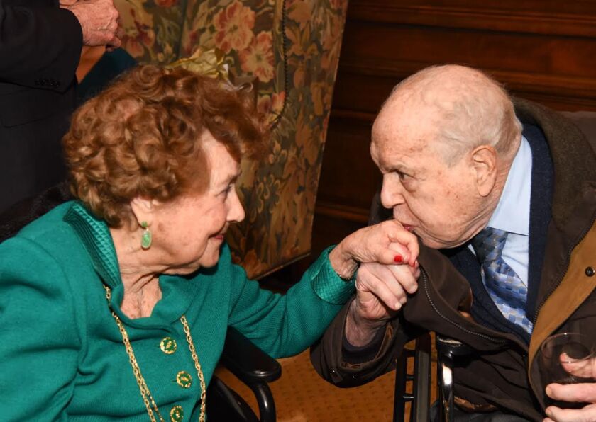 Judge Milton I. Shadur and wife, Eleanor, at the judge’s lifetime achievement award ceremony of the Chicago Bar Association last year. | Photo by Bill Richert