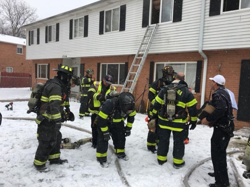 Firefighters battle an apartment fire that left a man displaced Dec. 29 in Aurora. | Aurora Fire Department