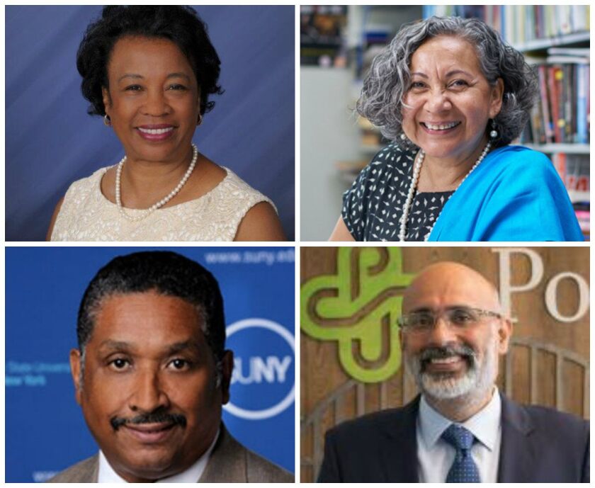 Finalists for president of Northeastern Illinois University are (clockwise, from upper left) Gloria Gibson, Maria Guajardo, Sukhwant Jhaj and Carlos Medina. | University websites