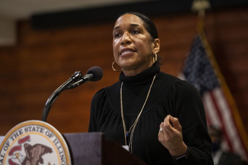Lt. Gov. Juliana Stratton speaks at Chicago State University in February.