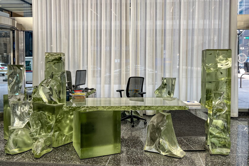 A Loop glass desk designed by Frank Gehry — all 7 tons of it — heads to auction