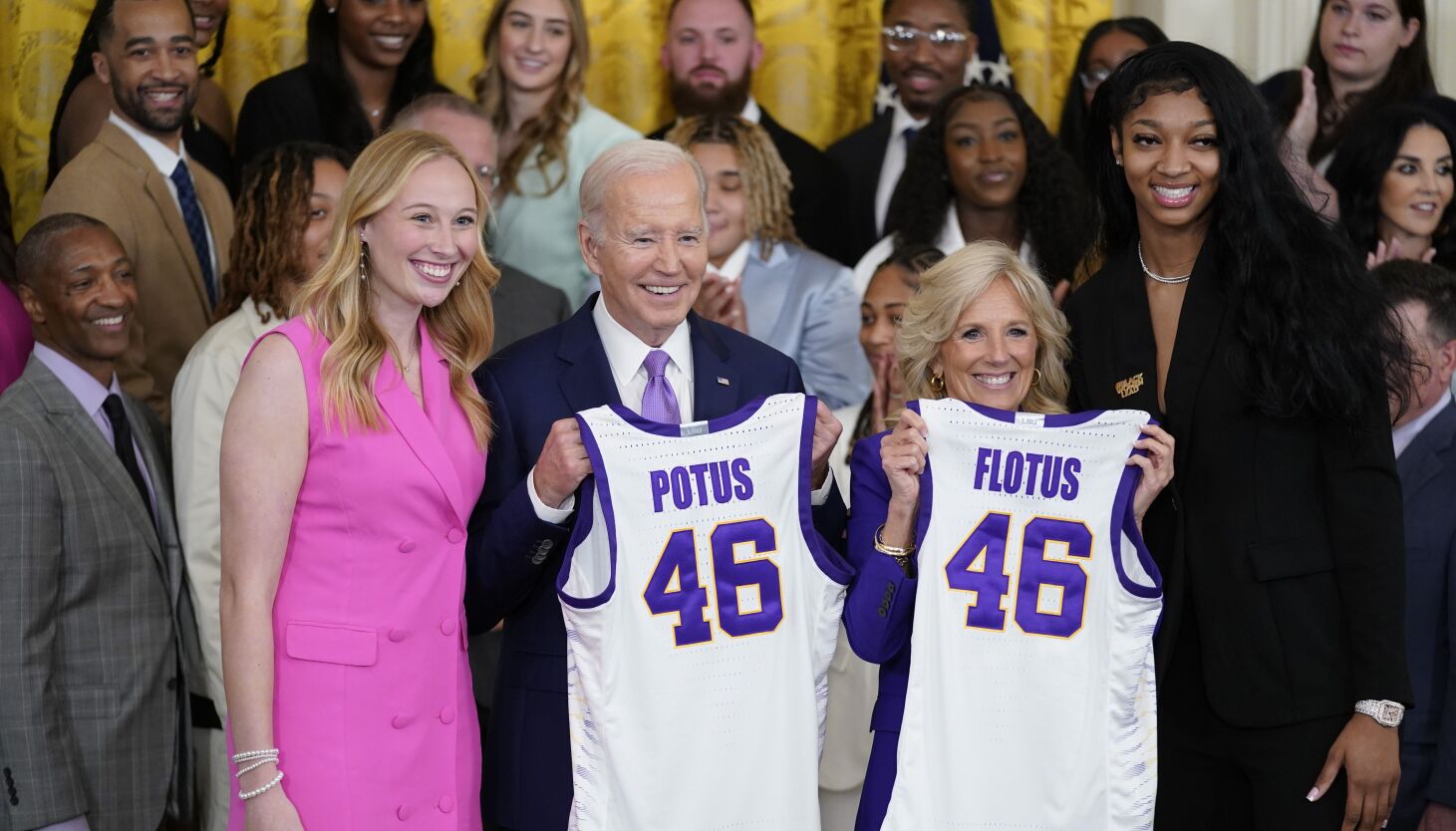 NextImg:LSU women’s basketball team celebrates title at White House