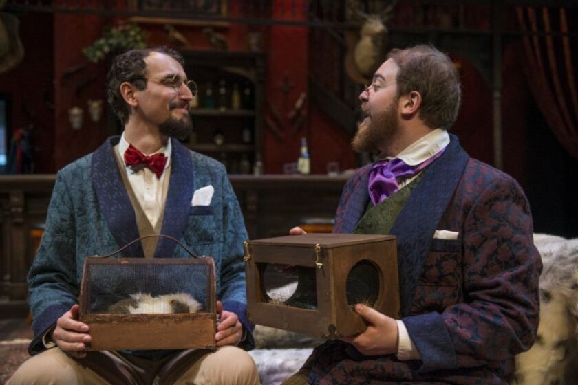 Matt Browning (left) and Zack Shornick in “The Explorers Club” at Windy City Playhouse. (Photo: Michael Brosilow)