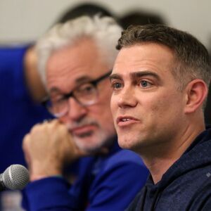 Cubs President of Baseball Operations, Theo Epstein, discusses a wide range of topics at a press conference in the media room of the Under Armor Performance Center, the Spring training home of the Chicago Cubs in Mesa, AZ. | John Antonoff/For the Sun-Tim