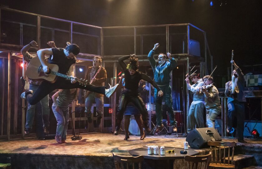 Verböten, the teen band, plays their grown-up gig at the Cubby Bear in a scene from the musical “Verböten.”