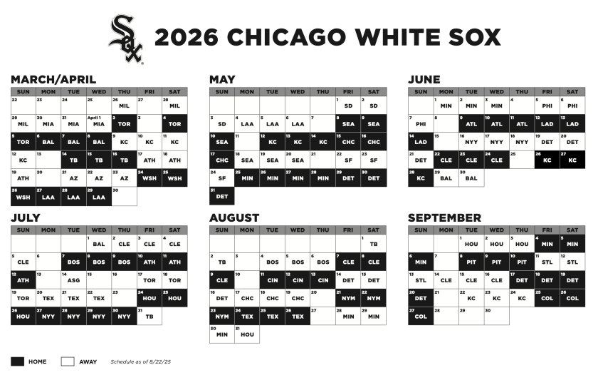 White Sox release 2026 schedule Chicago SunTimes
