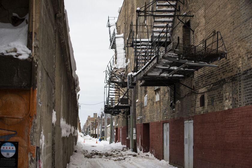 A wall of the Aragon Ballroom fell Tuesday in Uptown.