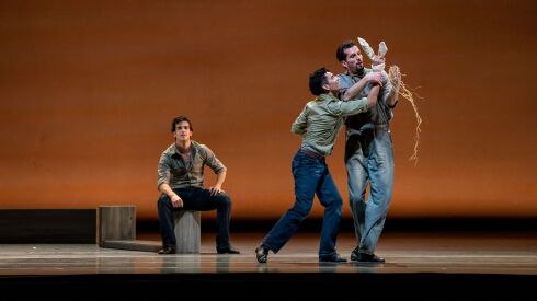 Alberto Velazquez (from left) Xavier Núñez and Dylan Gutierrez are among the cast of the Joffrey Ballet’s world-premiere production of “Of Mice and Men.” 