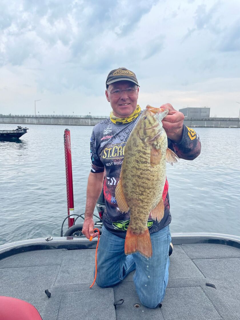 Dave Kranz with a good smallmouth bass from the St. Lawrence Seaway. Provided photo
