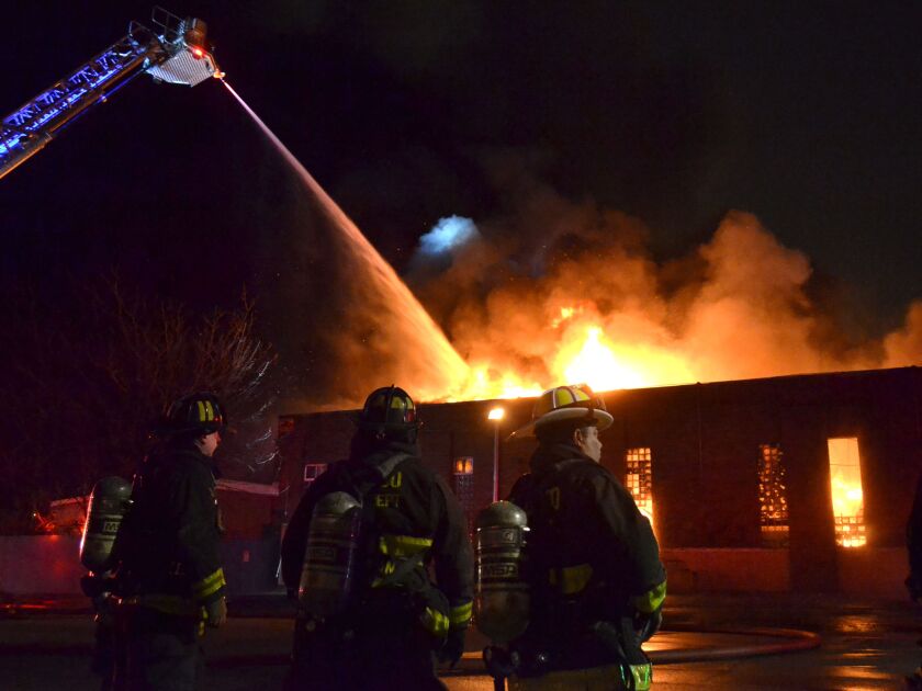 Firefighters battle an extra alarm fire about 4 a.m. Sunday, December 22, 2018 in the 7400 block of South Oakley Avenue in Chicago. | Justin Jackson/ Sun-Times