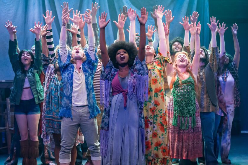 The cast of “Hair,” the 1960s era musical now in a revival at Mercury Theater Chicago. (Photo: Brett A. Beiner)