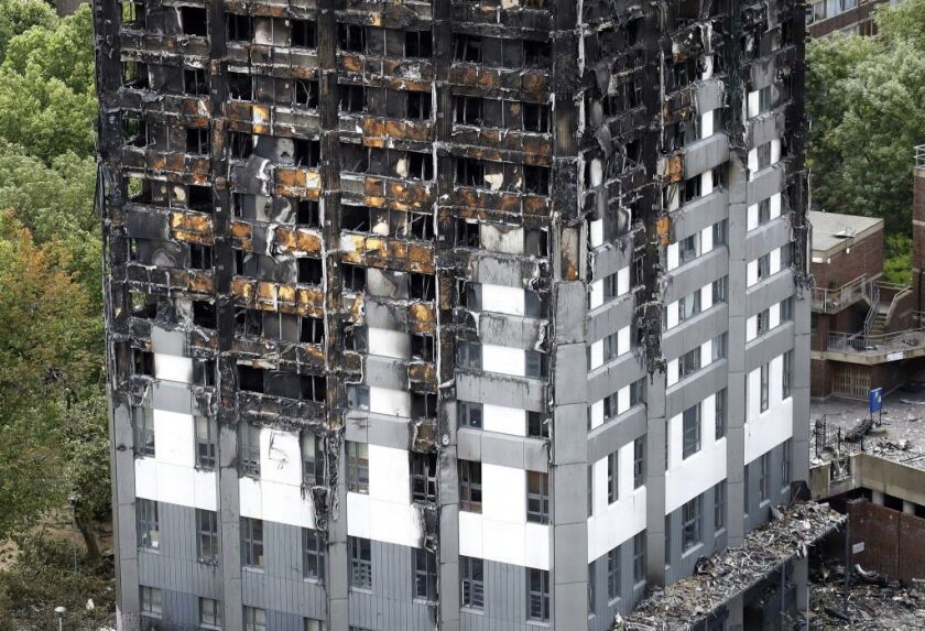 The burned Grenfell Tower apartment building stands in testament to the recent fire in London, Friday, June 23, 2017. | Frank Augstein/AP