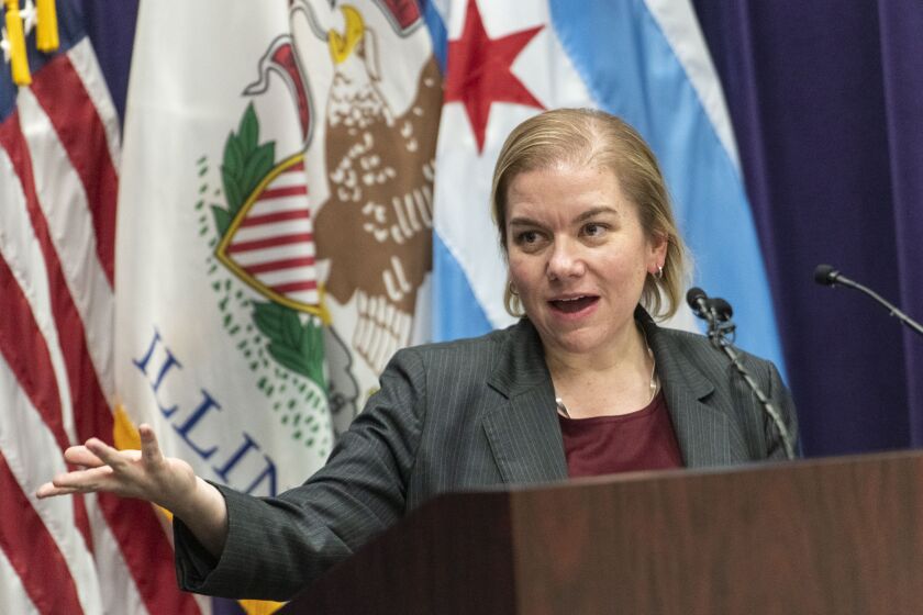 Dr. Allison Arwady, commissioner of the Chicago Department of Public Health, speaks to reporters earlier this week.