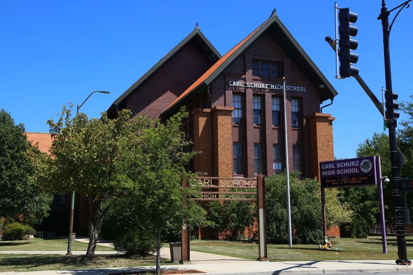 Predominantly Latino Schurz High School, 3601 N. Milwaukee Ave., logged the most calls to police in the 2018-19 year.