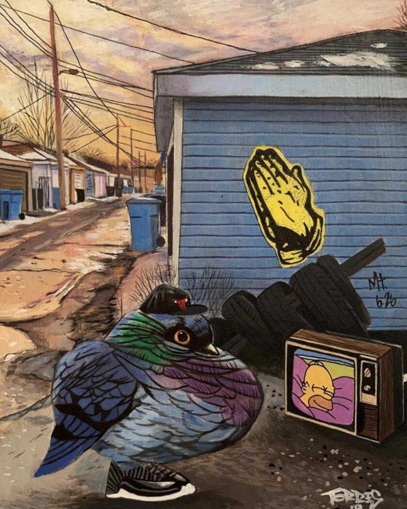 “Rest for the Wicked,” an acrylic painting by Danny Torres.