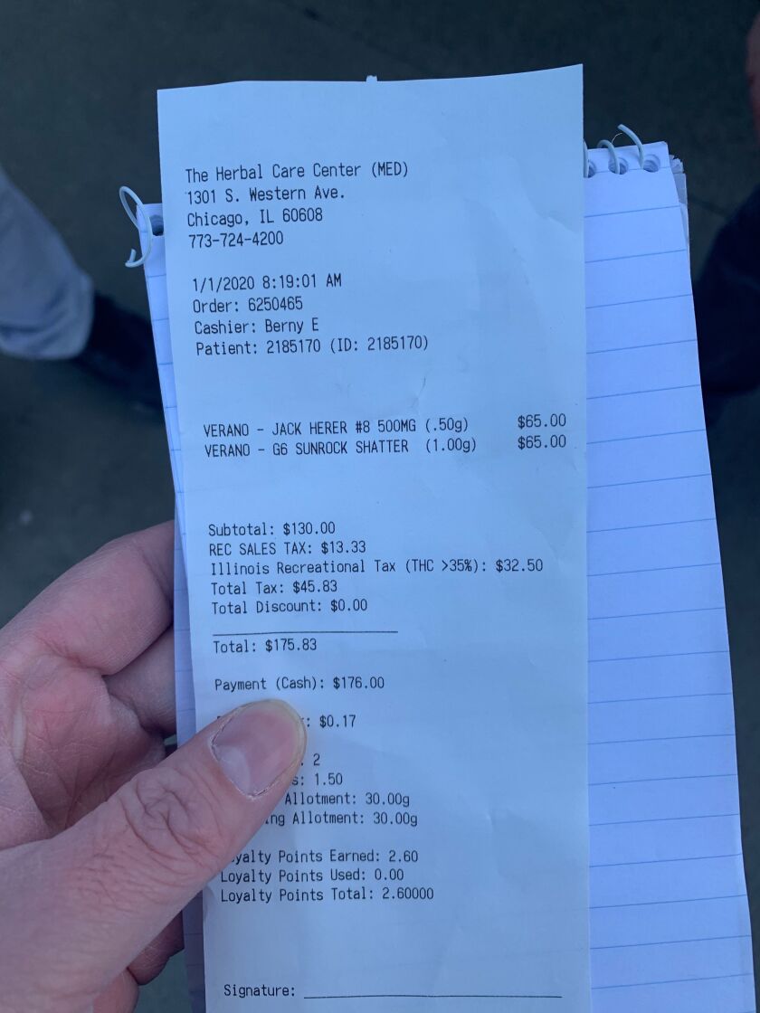 Receipt from The Herbal Care Center