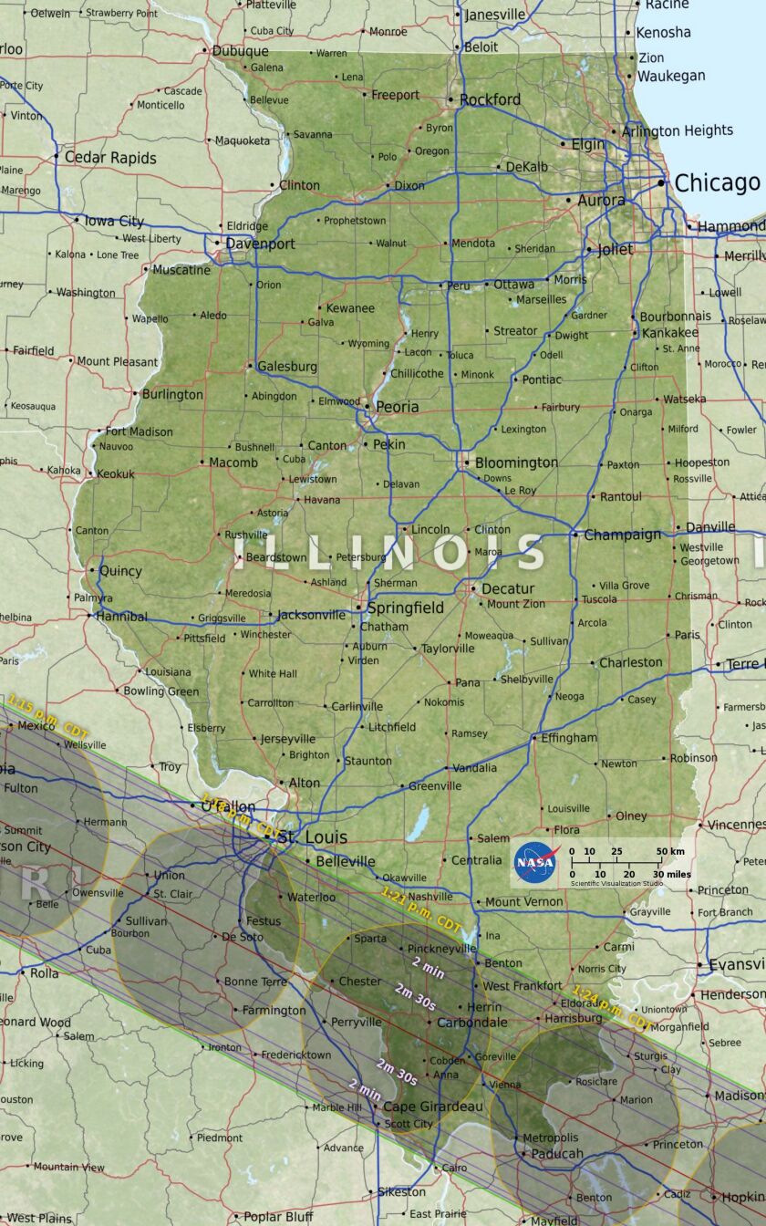 This is a map depicting the total solar eclipse viewing corridor. | Courtesy of NASA