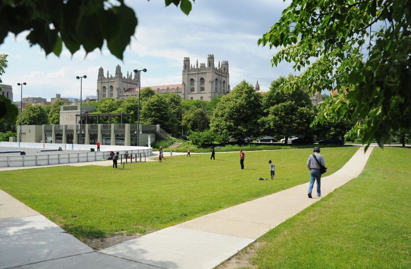 The Midway Plaisance, known locally as the Midway, is a Chicago public park on the South Side of Chicago, Illinois. It is one mile long by 220 yards wide and extends along 59th and 60th streets. Today, the Midway runs through the southern portion of the U