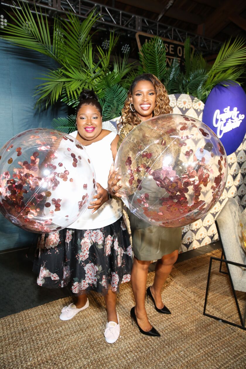 Chicago native Jennifer Hudson, with sister Julia Simpson at the Aug. 25 Create & Cultivate Conference here, said she started the Julian D. King Foundation because “I wanted my sister to be able to look forward to her son’s birthday again.” | Robin Ma