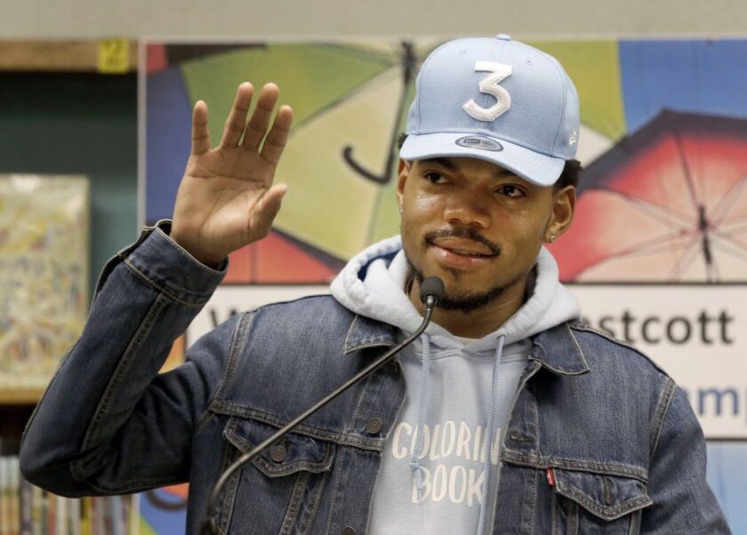 Chance the Rapper announced his gift of $1 million to the Chicago Public School Foundation during a news conference at Westcott Elementary School on March 6. | Associated Press