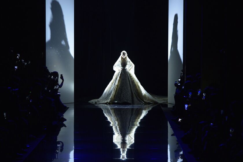 A model presents a creation by Zuhair Murad during the 2015 Haute Couture Spring-Summer collection fashion show on January 29, 2015 in Paris. MIGUEL MEDINA/AFP/Getty Images