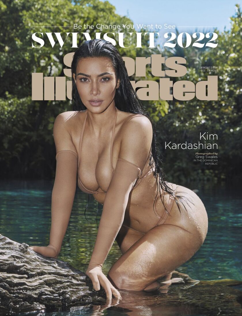 Kim Kardashian’s 2022 Sports Illustrated Swimsuit issue cover. The cover is one of four that will be on newsstands May 19.