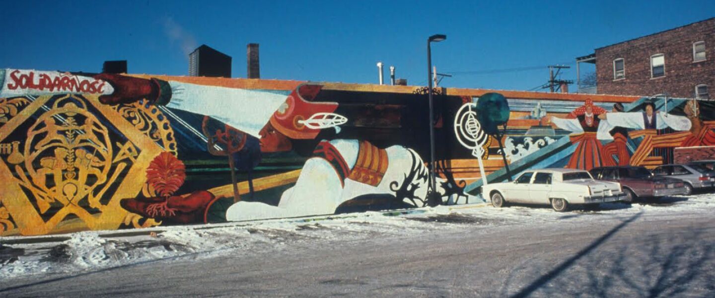 Caryl Yasko’s mural “Razem” was completed in 1975 at 4040 W. Belmont Ave.