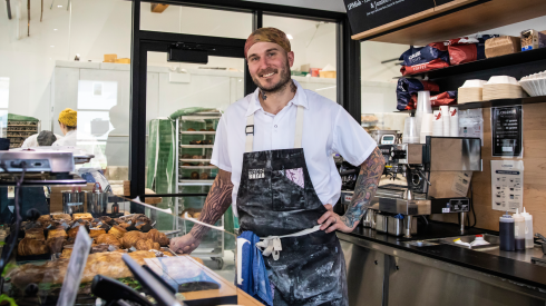 Chef Greg Wade stands in the cafe at Publican Quality Bread at 1759 W. Grand Ave. in West Town, Thursday, Sept. 29, 2022.
