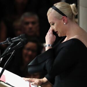 Meghan McCain speaks at a memorial service for her father,
Sen. John McCain, R-Ariz., at Washington Nationals Cathedral in Washington, Saturday, Sept. 1, 2018. McCain died Aug. 25, from brain cancer at age 81. (AP Photo/Pablo Martinez Monsivais) ORG XMIT