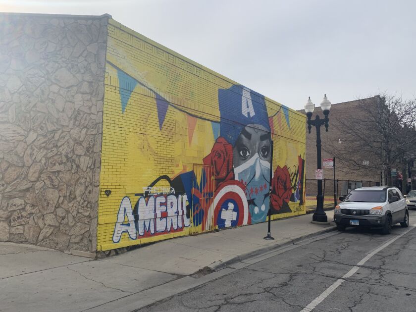 A mural honoring medical workers during the pandemic was completed by Dwight White II at Ogden Avenue and Taylor Street earlier this year.