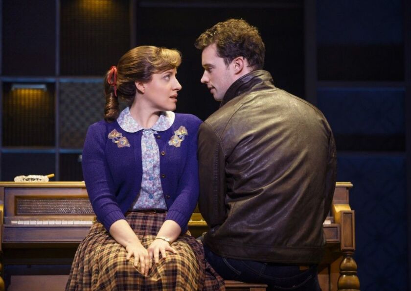 Abby Mueller plays Carole King and Liam Tobin plays Gerry Goffin in the national touring production of “Beautiful – The Carole King Musical.” (Photo: Joan Marcus)