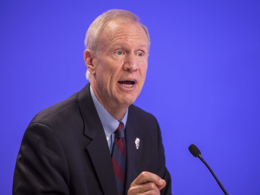 Gov. Bruce Rauner speaks at the Sun-Times forum. | Rich Hein/Sun-Times