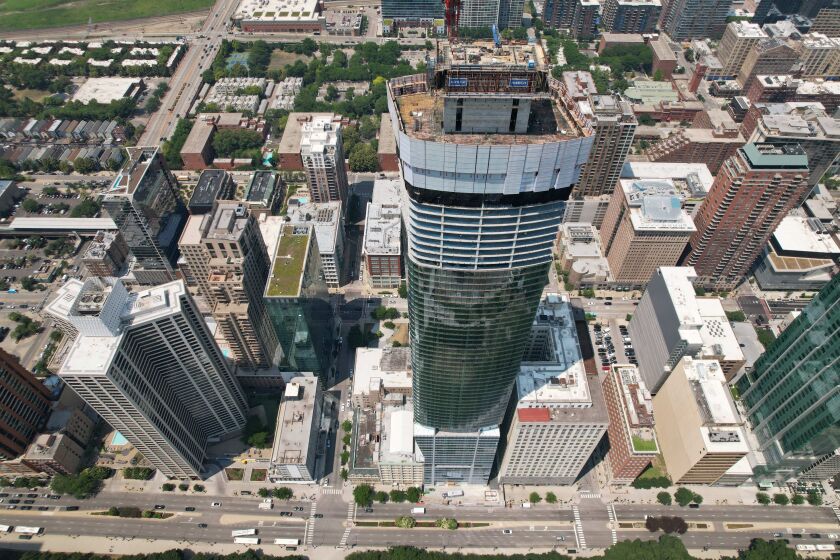Drone shot of construction at 1000 S. Michigan Ave.