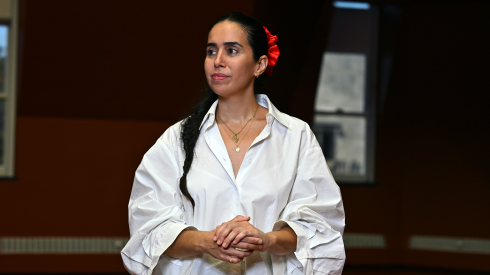 Myriam Ben Salah, executive director and chief curator of The Renaissance Society, poses for a portrait in the gallery space on the University of Chicago campus in Hyde Park on Friday, Sept. 4, 2026. | Victor Hilitski/For the Sun-Times