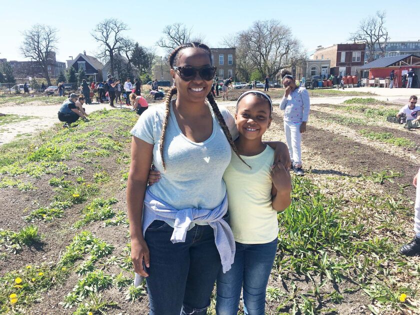 Erika Ford-Oliver with her daughter, Nyla, 9, at Chicago FarmWorks. | Mitch Dudek/Sun-Times