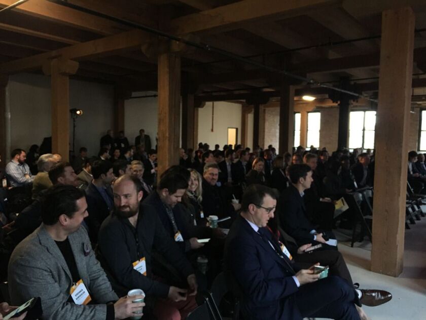 Developers and real estate brokers attend a networking seminar on investing in “emerging neighborhoods” Wednesday in Pilsen. | Chicago Sun-Times/Carlos Ballesteros
