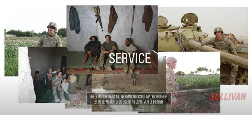 Images of Jesse Sullivan serving in Afghanistan from his campaign commercial.