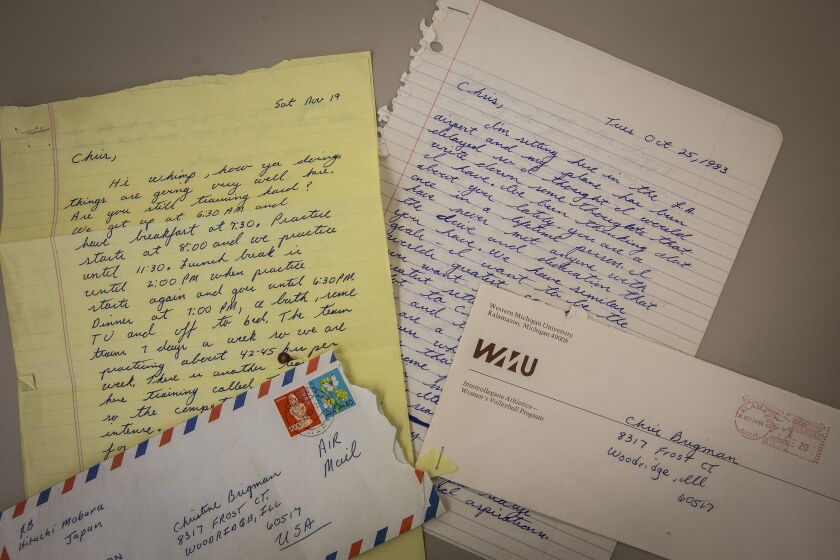 A sampling of the letters Christine Tuzi says she received from Coach Rick Butler. 